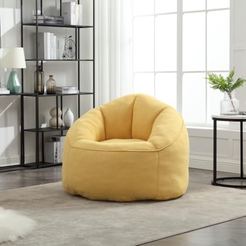 Yellow Memory Foam Bean Bag Chair with Ottoman X4557