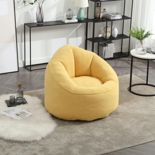 Yellow Memory Foam Bean Bag Chair with Ottoman C6600