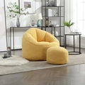 Yellow Memory Foam Bean Bag Chair with Ottoman C6600