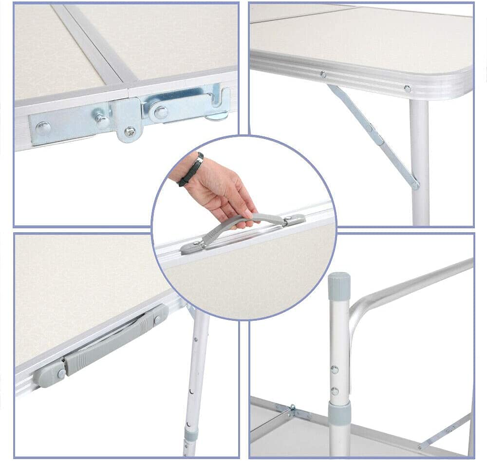 4ft Aluminum Folding Camping Table White C2765