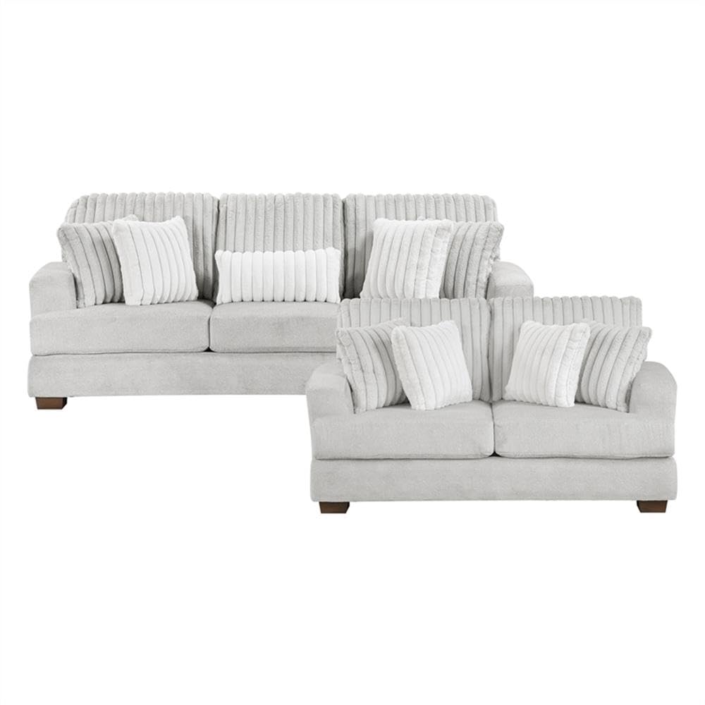 Light Gray Microfiber Upholstered Love Seat I786