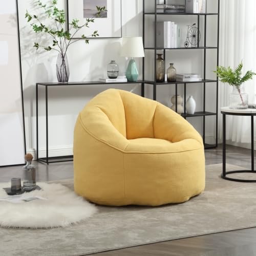Yellow Memory Foam Bean Bag Chair with Ottoman X4557