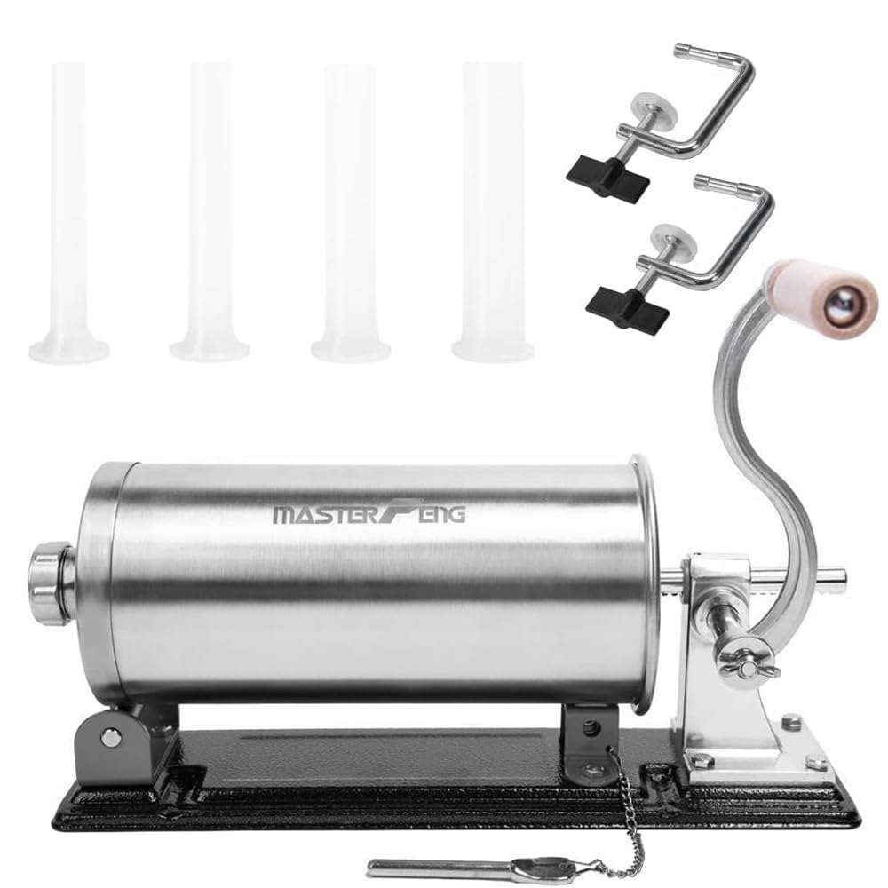 6 LBS Stainless Steel Sausage Stuffer with 4 Funnels Z96043
