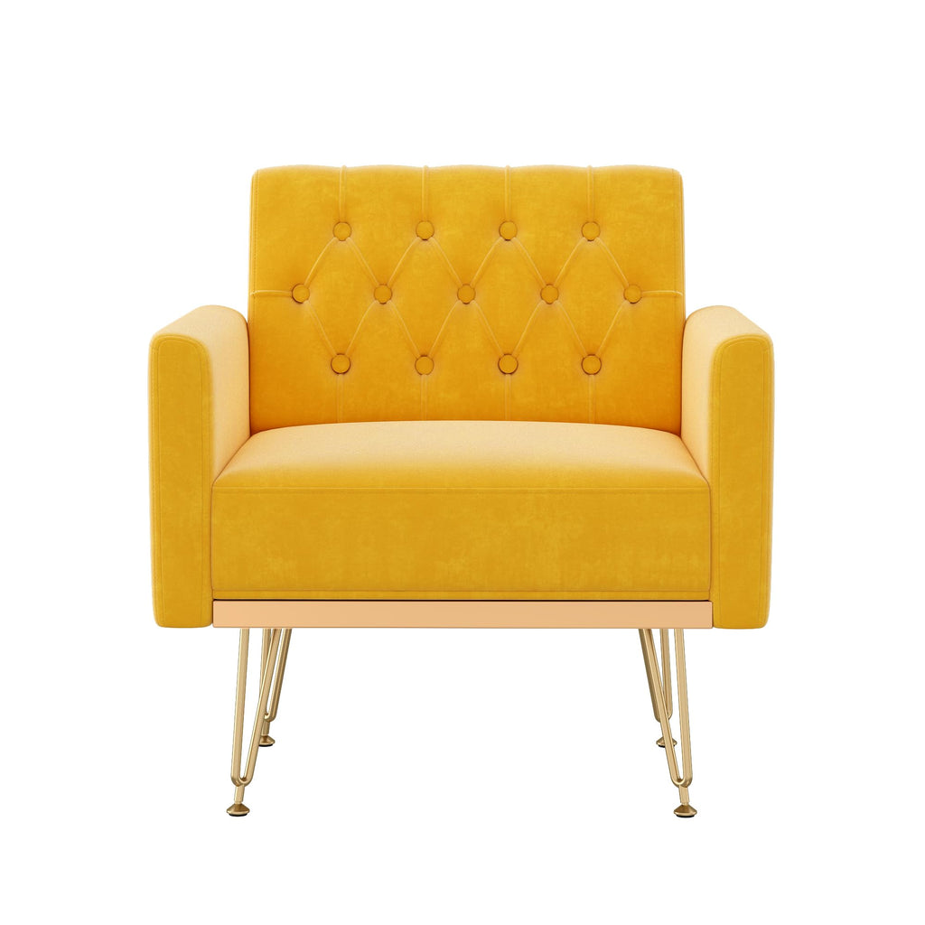 Velvet Accent Chair with Gold Metal Legs B40742