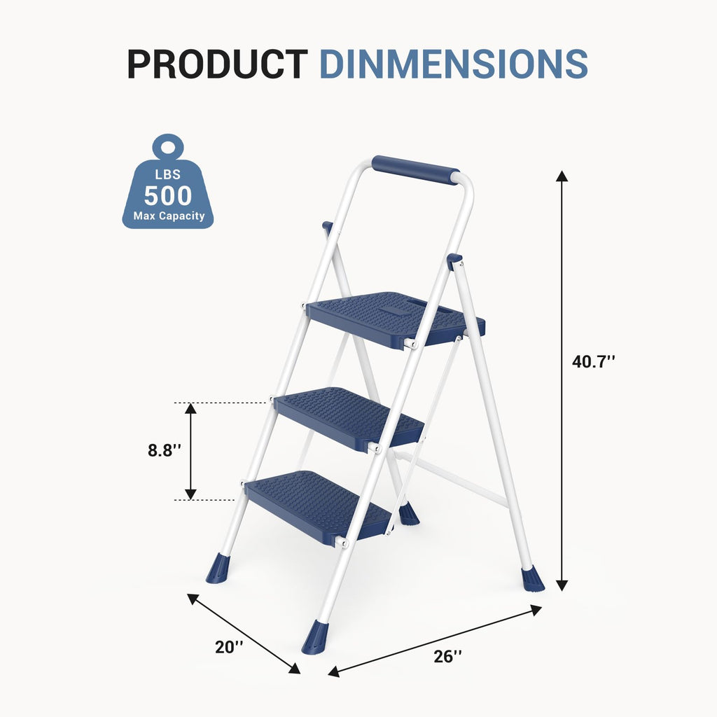 3 Step Anti-Slip Handrail 500lbs Step Ladder H770943