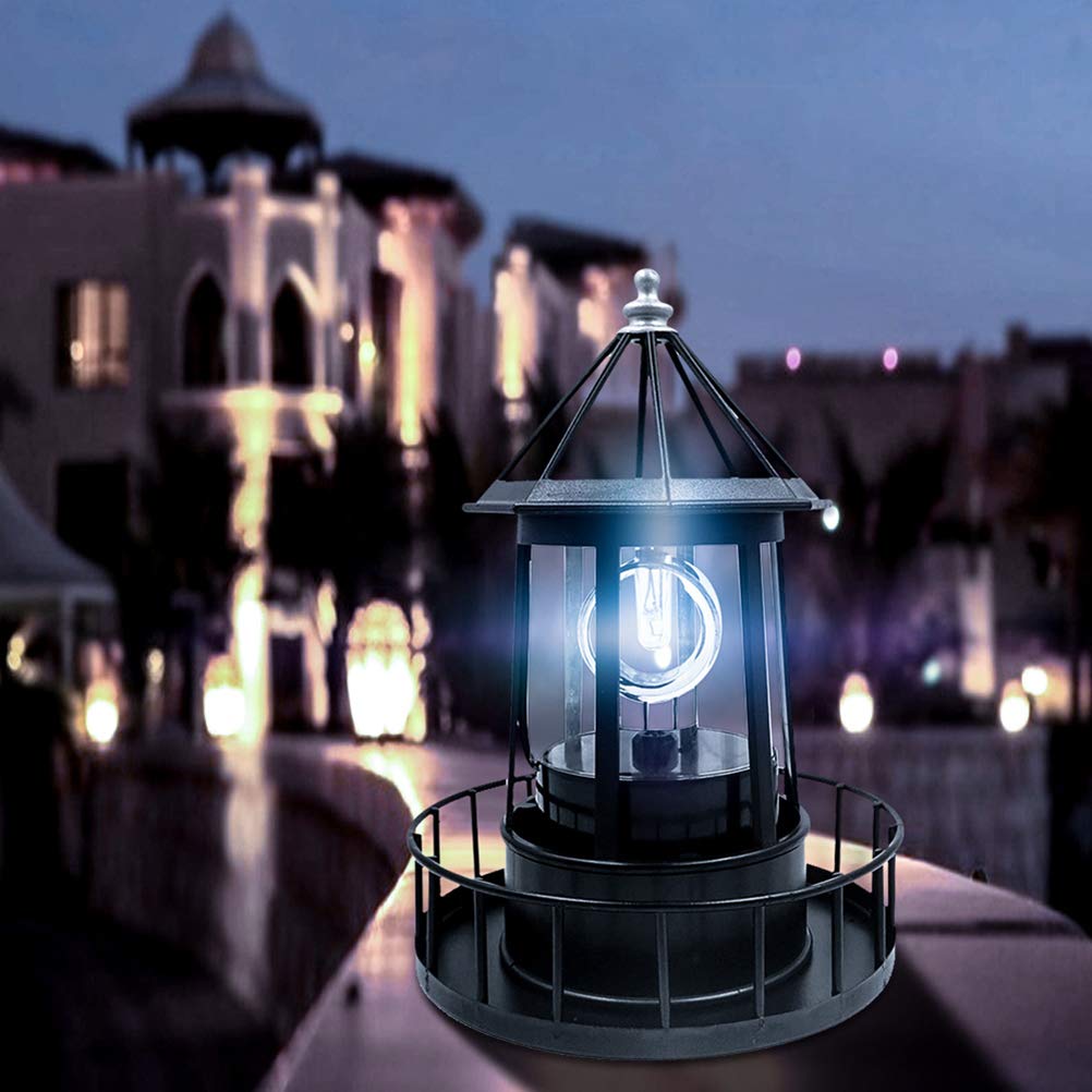 Solar Rotating Lighthouse Light LED Outdoor Garden Decoration Lantern N586239