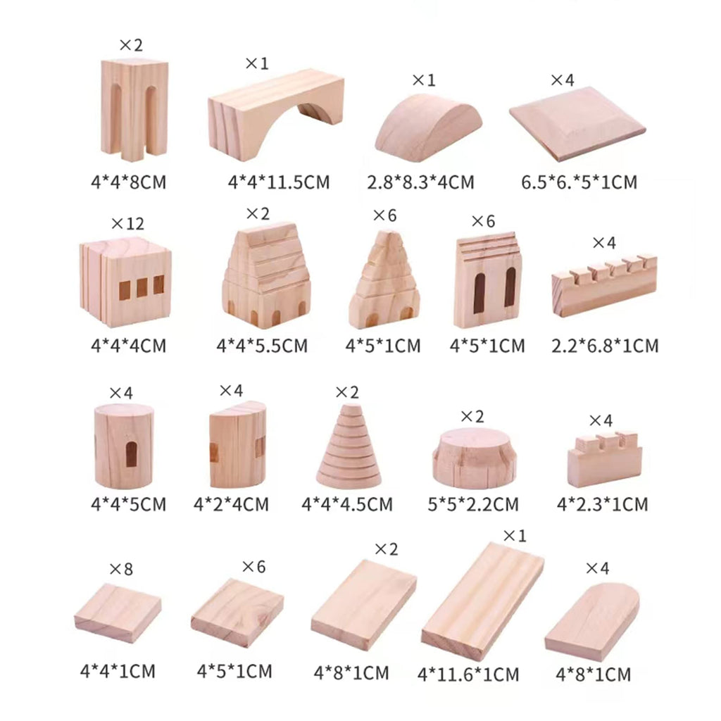 75 Pieces Wooden Castle Building Blocks O877