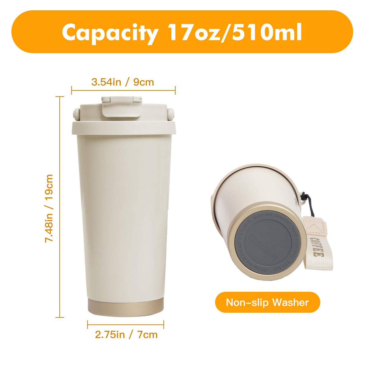 2 Pack 17oz Insulated Stainless Steel Coffee Mug R39871