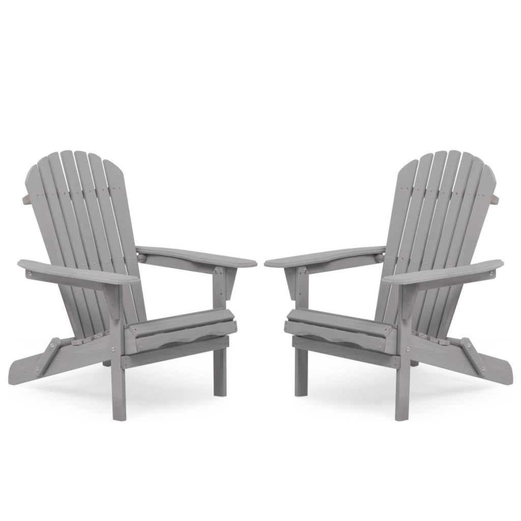 Wood Folding Adirondack Chair Set of 2 Gray V32903