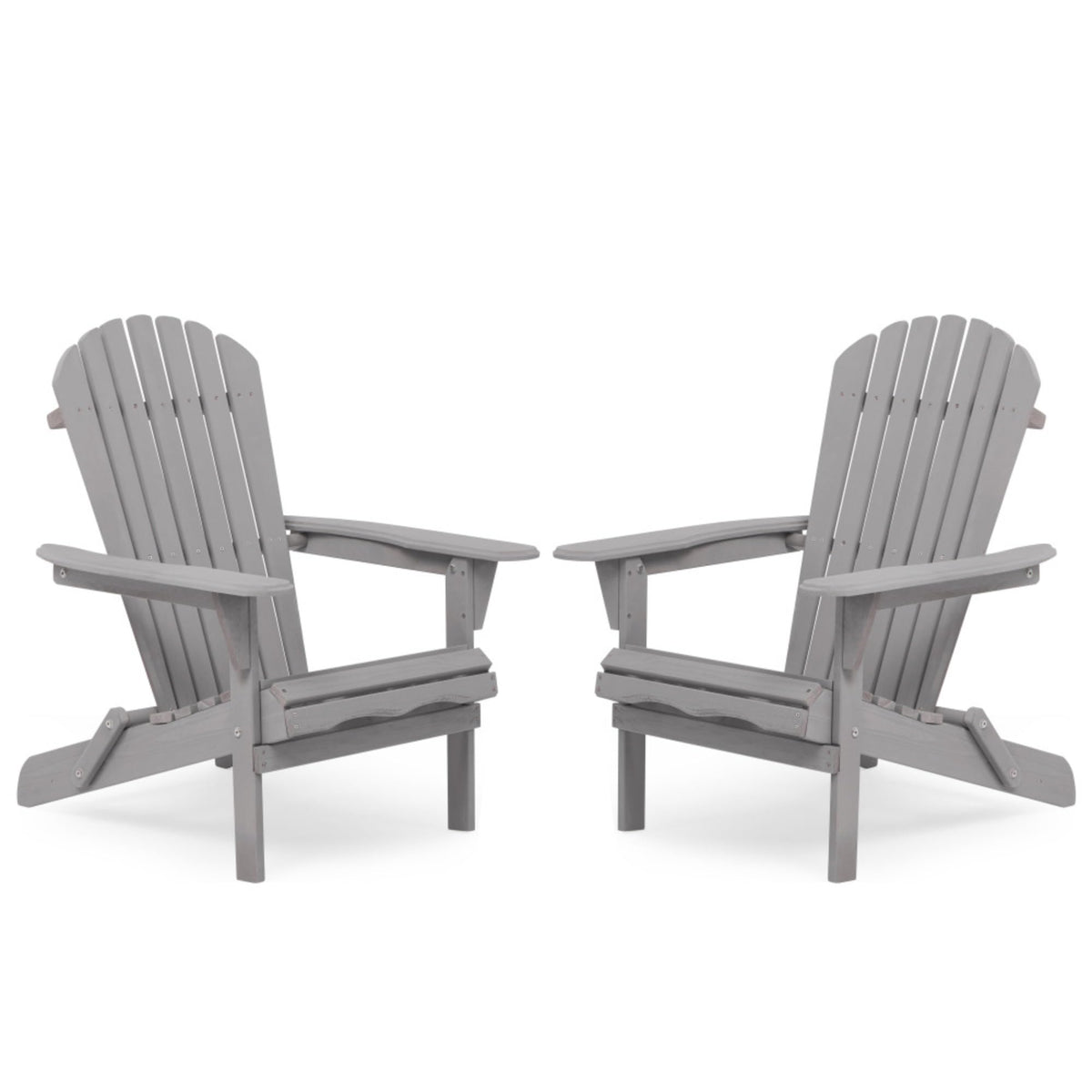 Wood Folding Adirondack Chair Set of 2 Gray V32903