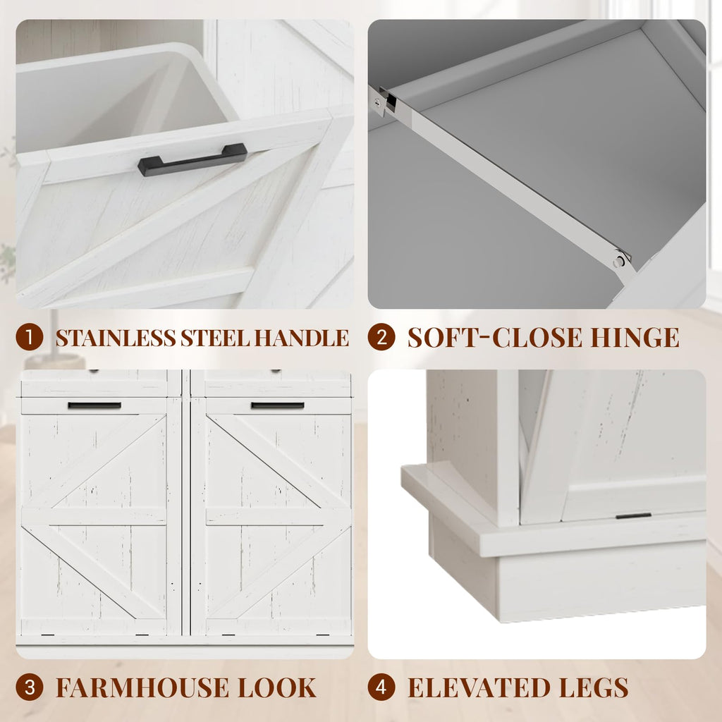 White 20 Gallon Tilt Out Trash Can Cabinet N71836