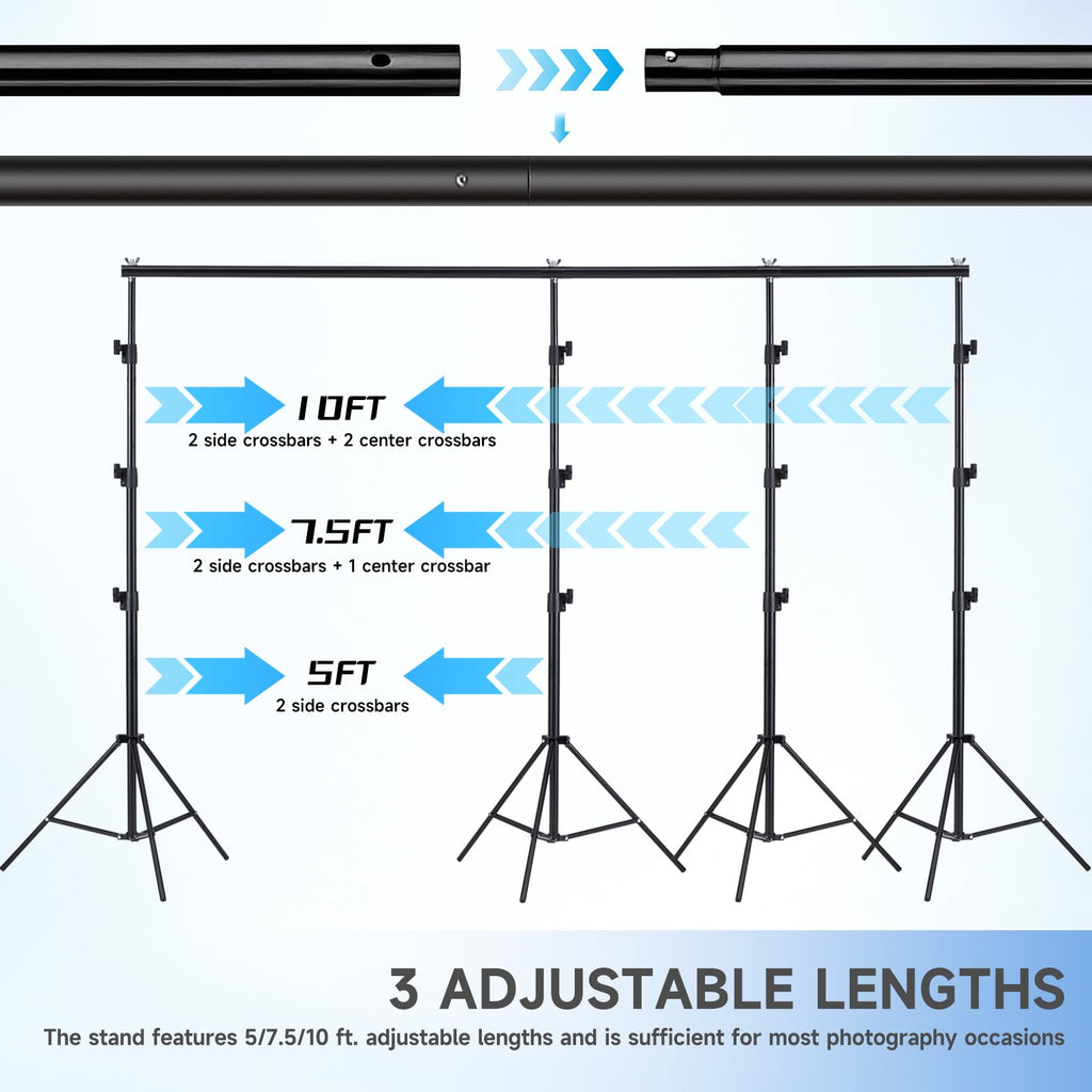 8x10ft Adjustable Backdrop Stand Kit with Carrying Case K229845