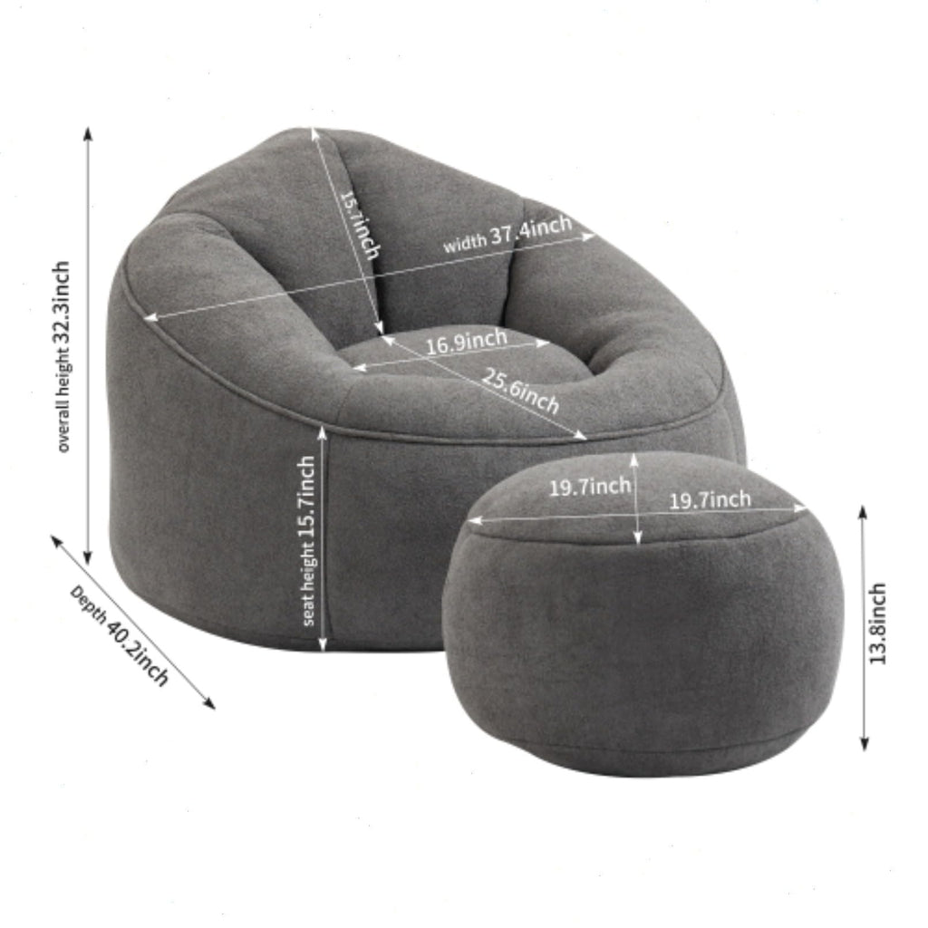 Microfiber Memory Foam Bean Bag Chair with Footstool H26750