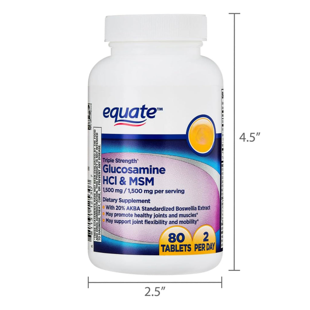 Glucosamine 1500mg MSM 1500mg Boswellia Extract Tablets, 80 Count B882