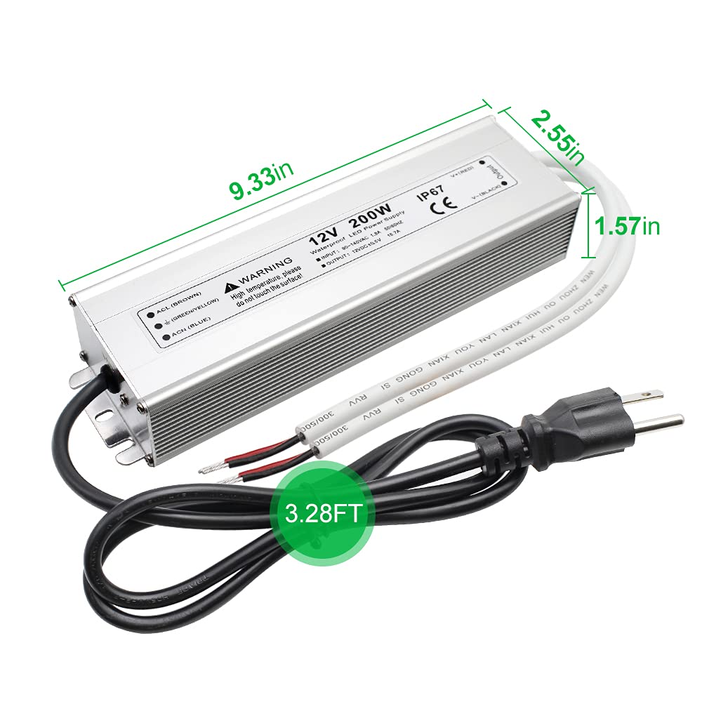200W 12V LED Power Supply & 50FT 18 Gauge Wire X64498