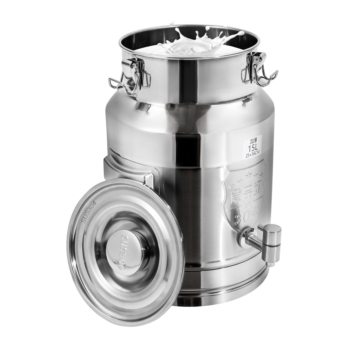 15L Stainless Steel Milk Can with Faucet M664845