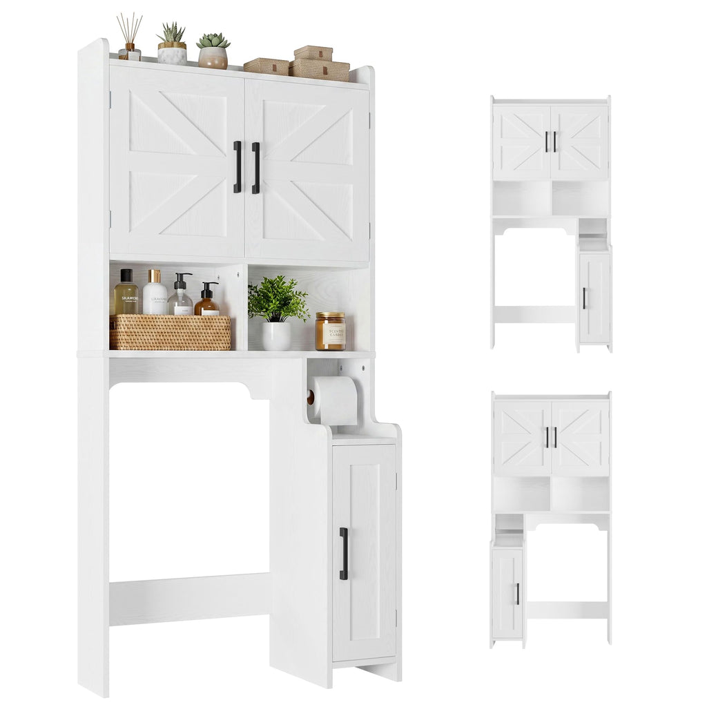 White Over The Toilet Storage Cabinet with Adjustable Shelves M33130