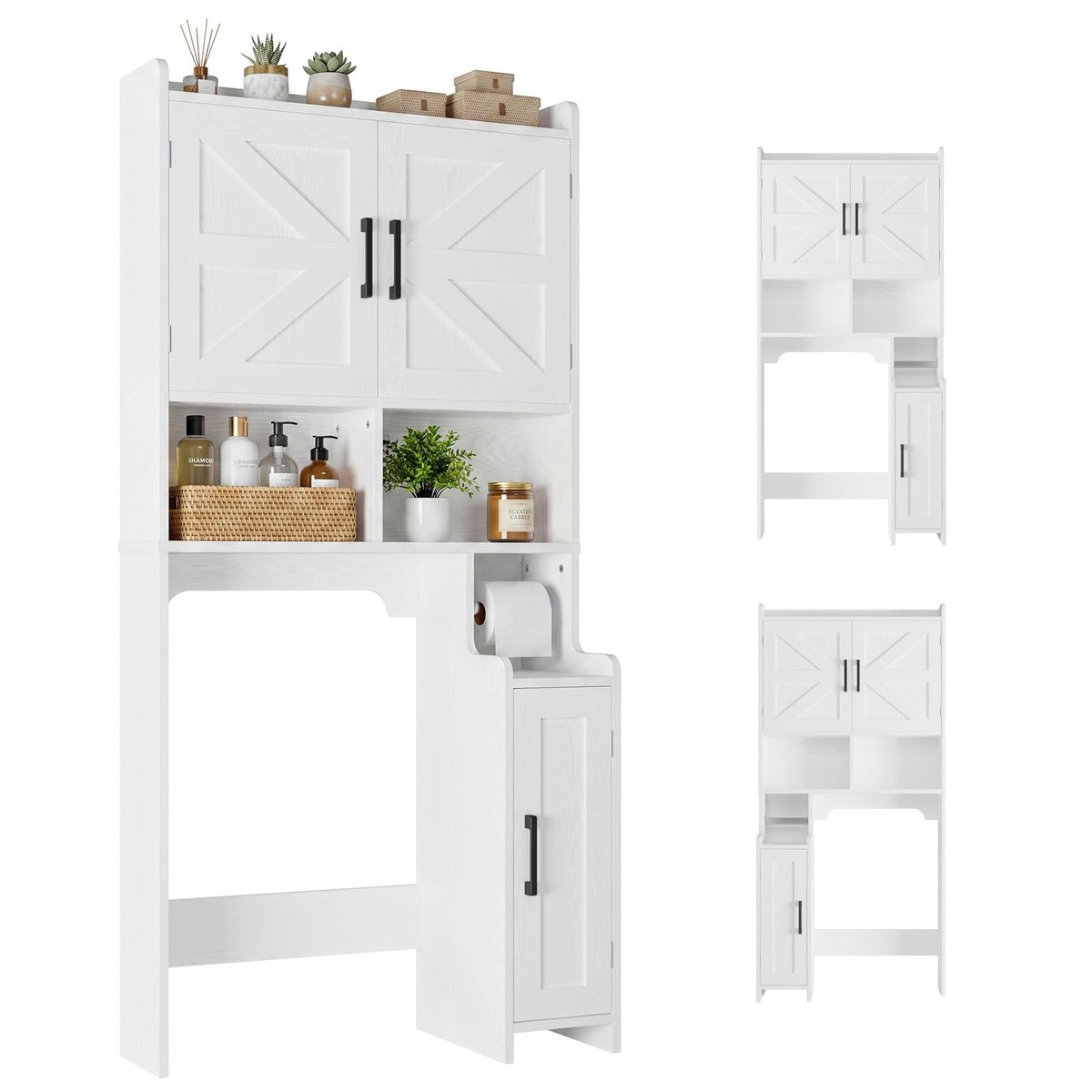 White Over The Toilet Storage Cabinet with Adjustable Shelves M33130