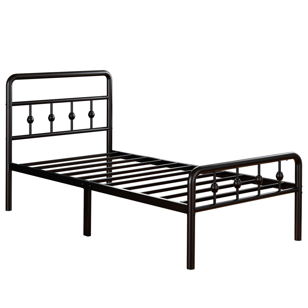 16 Inch Twin Metal Platform Bed with Headboard and Footboard M726872