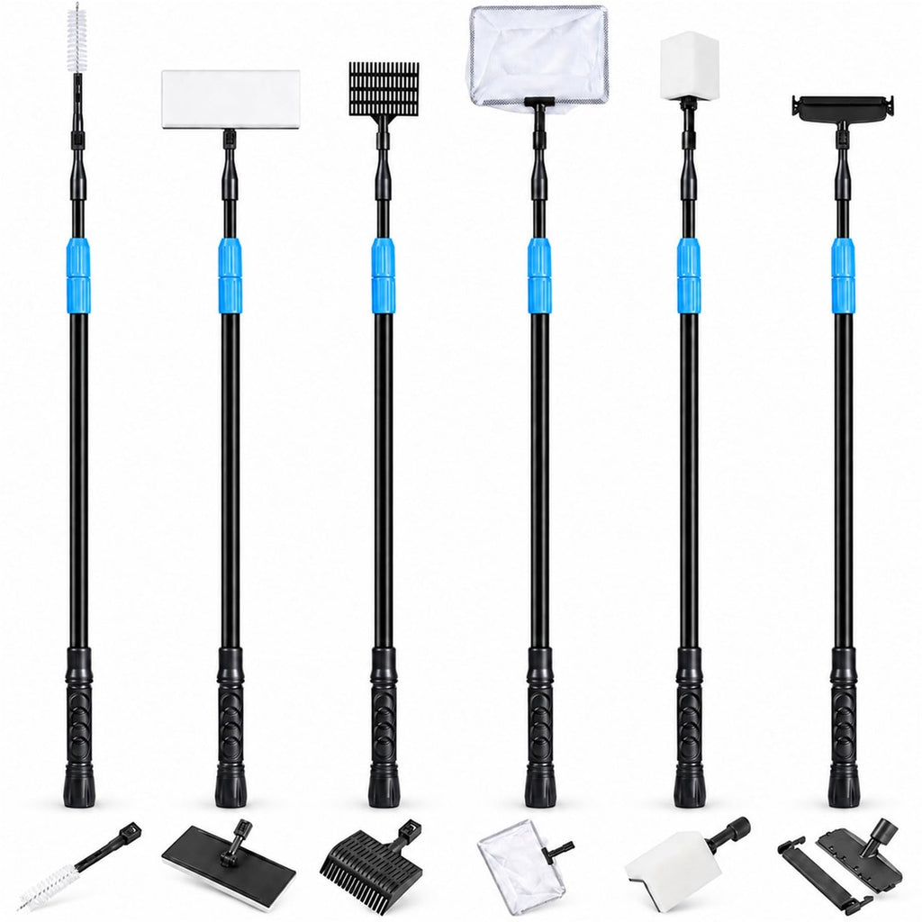 6 in 1 Aquarium Cleaning Tool Kit with Telescopic Long Handle H324928