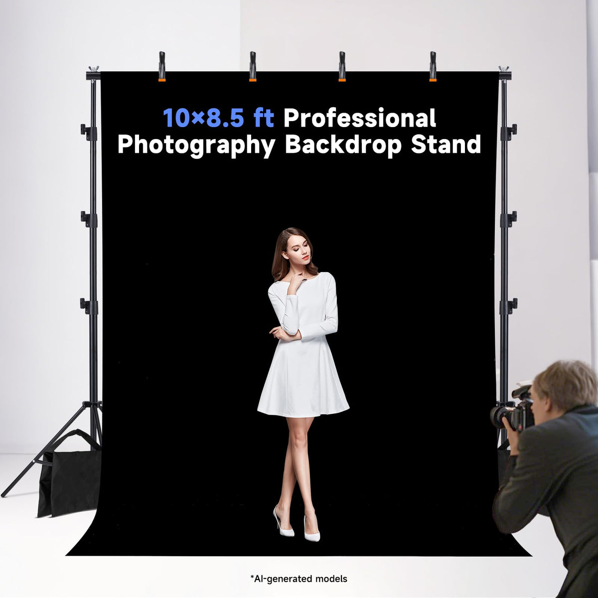 8x10ft Adjustable Backdrop Stand Kit with Carrying Case K229845