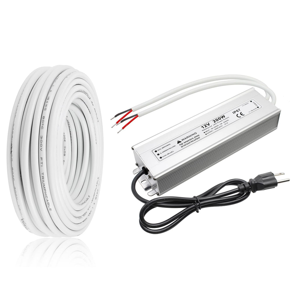 200W 12V LED Power Supply & 50FT 18 Gauge Wire X64498