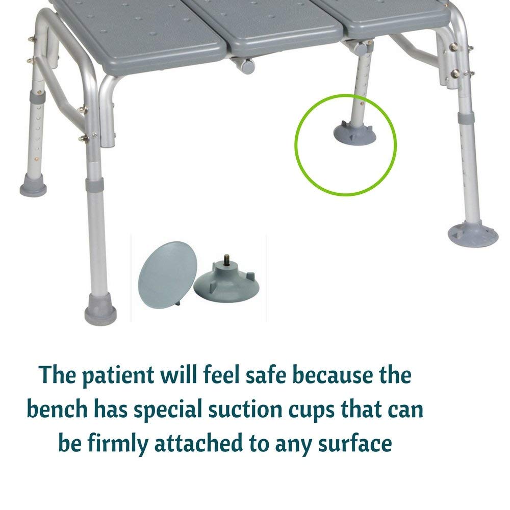 Adjustable Height Heavy Duty Transfer Bench with Back Non-Slip Seat C219959
