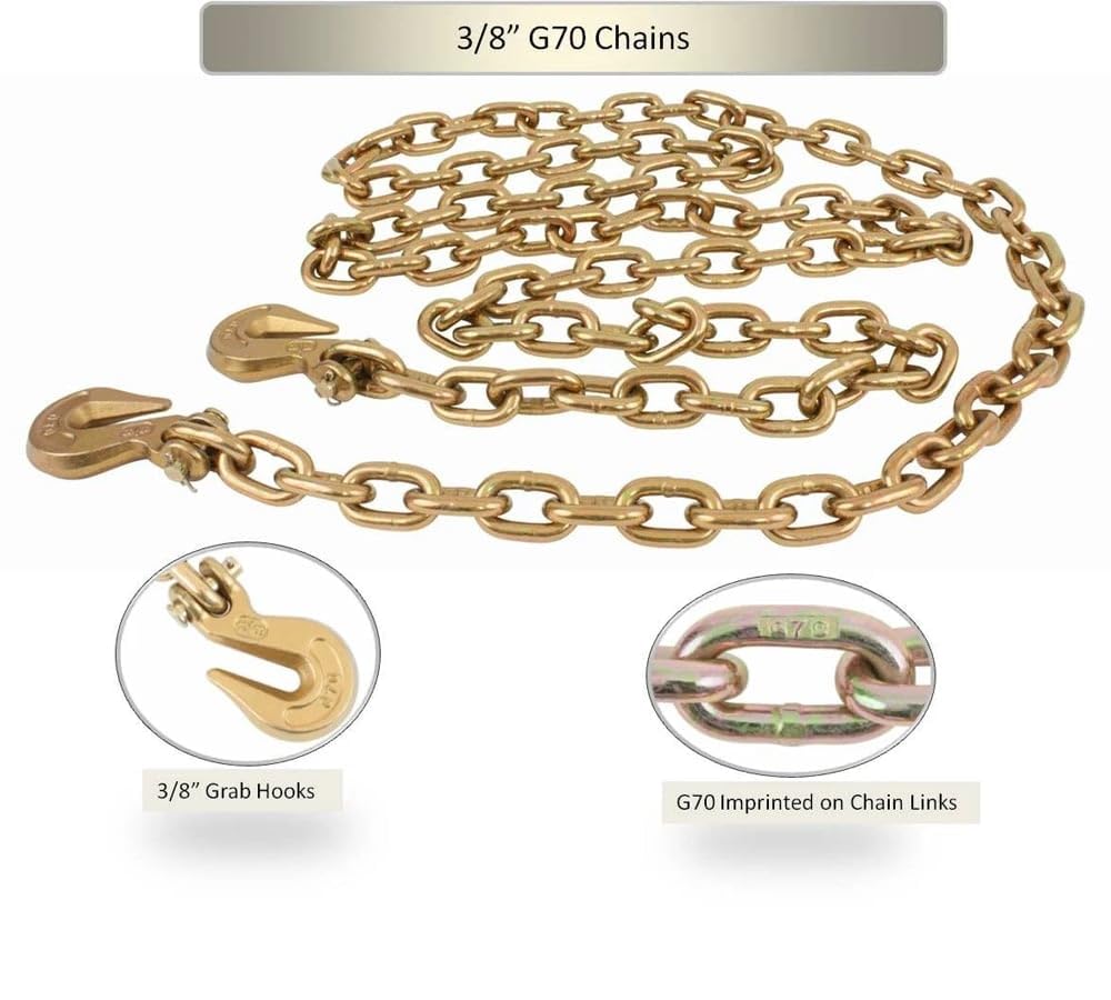 3/8 Inch x 20 FT Grade 70 Binder Chain 2 Pack X4100