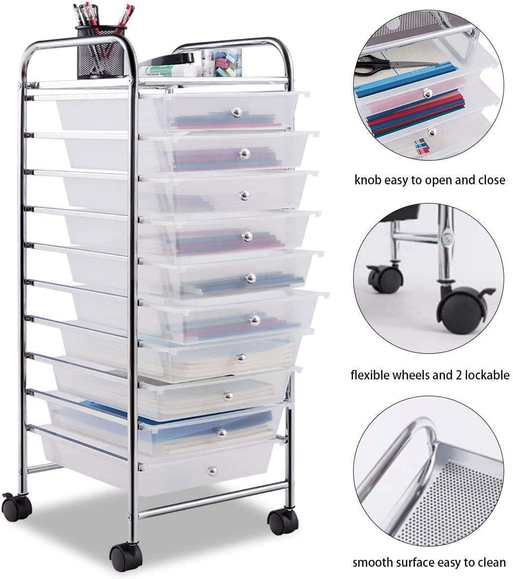 10 Drawer Multicolor Rolling Storage Cart M317348