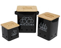 Black 3 Pack Kitchen Canisters Set with Wooden Lid L372