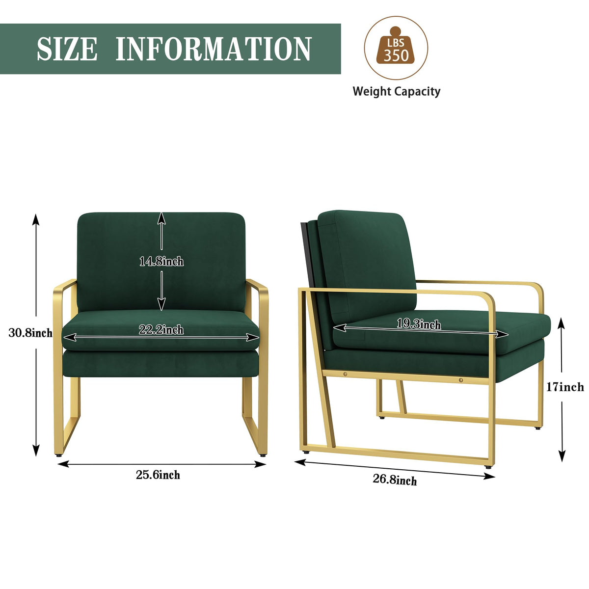 Velvet Accent Chair Set of 2 Green A41366