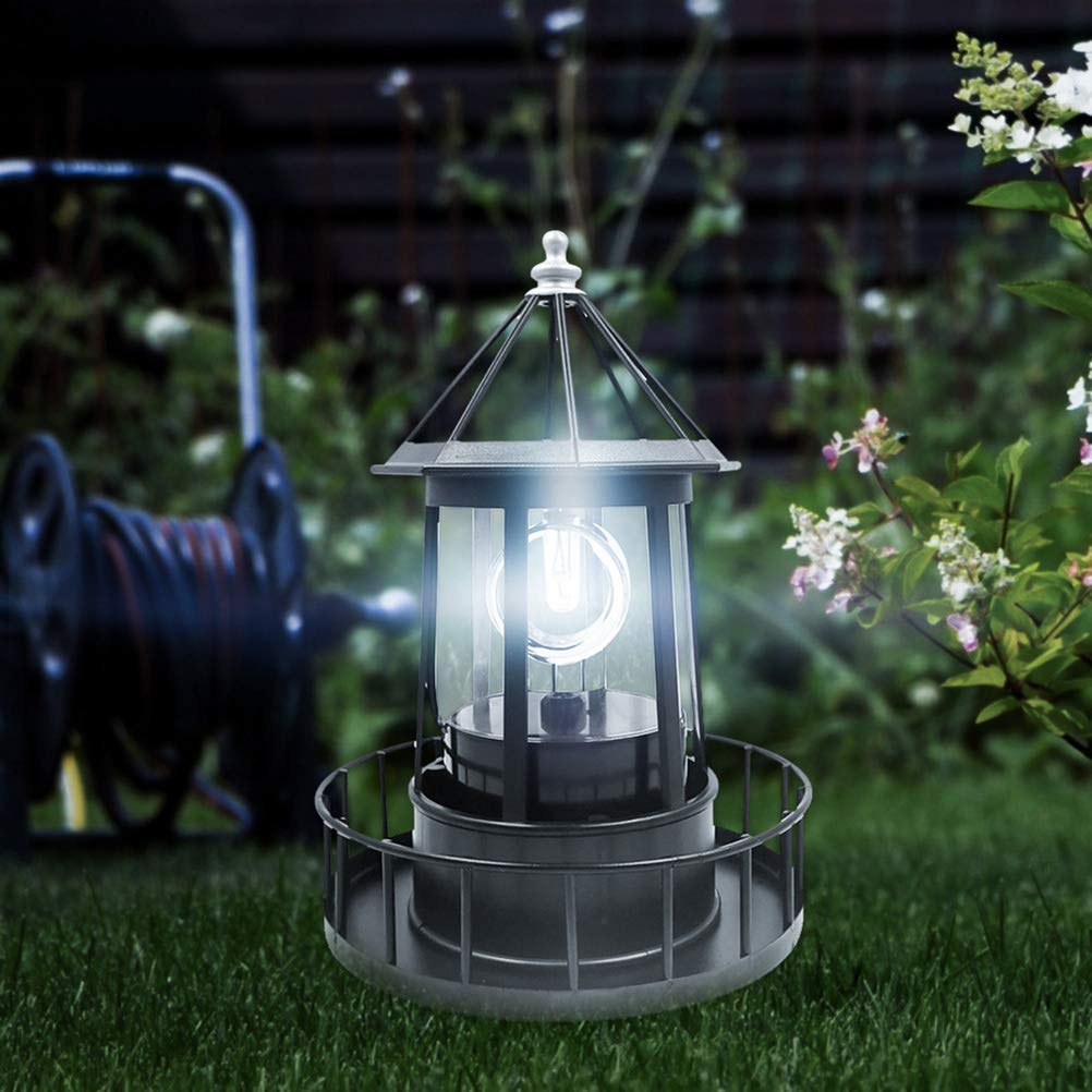 Solar Rotating Lighthouse Light LED Outdoor Garden Decoration Lantern N586239