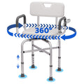 360° Swivel Shower Chair with Arms and Back, Adjustable Non-Slip U103