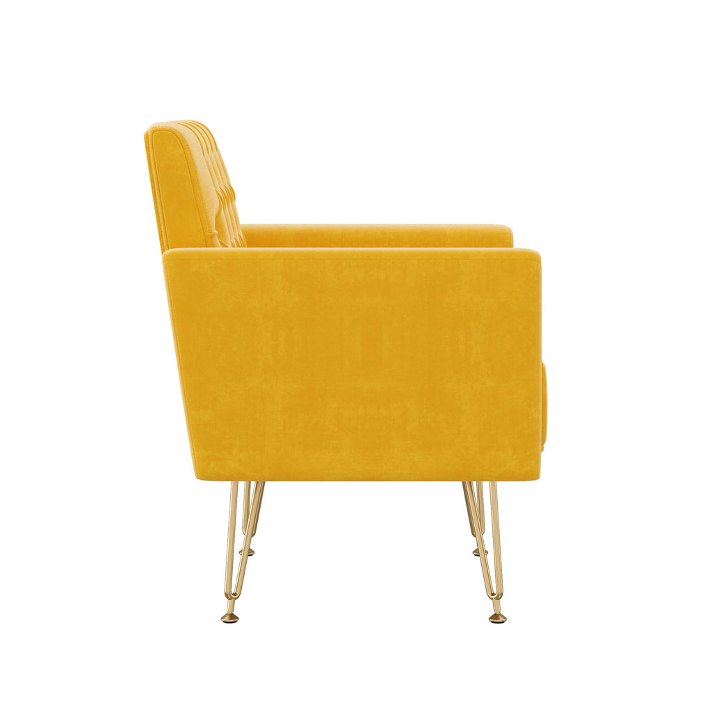 Velvet Accent Chair with Gold Metal Legs B40742