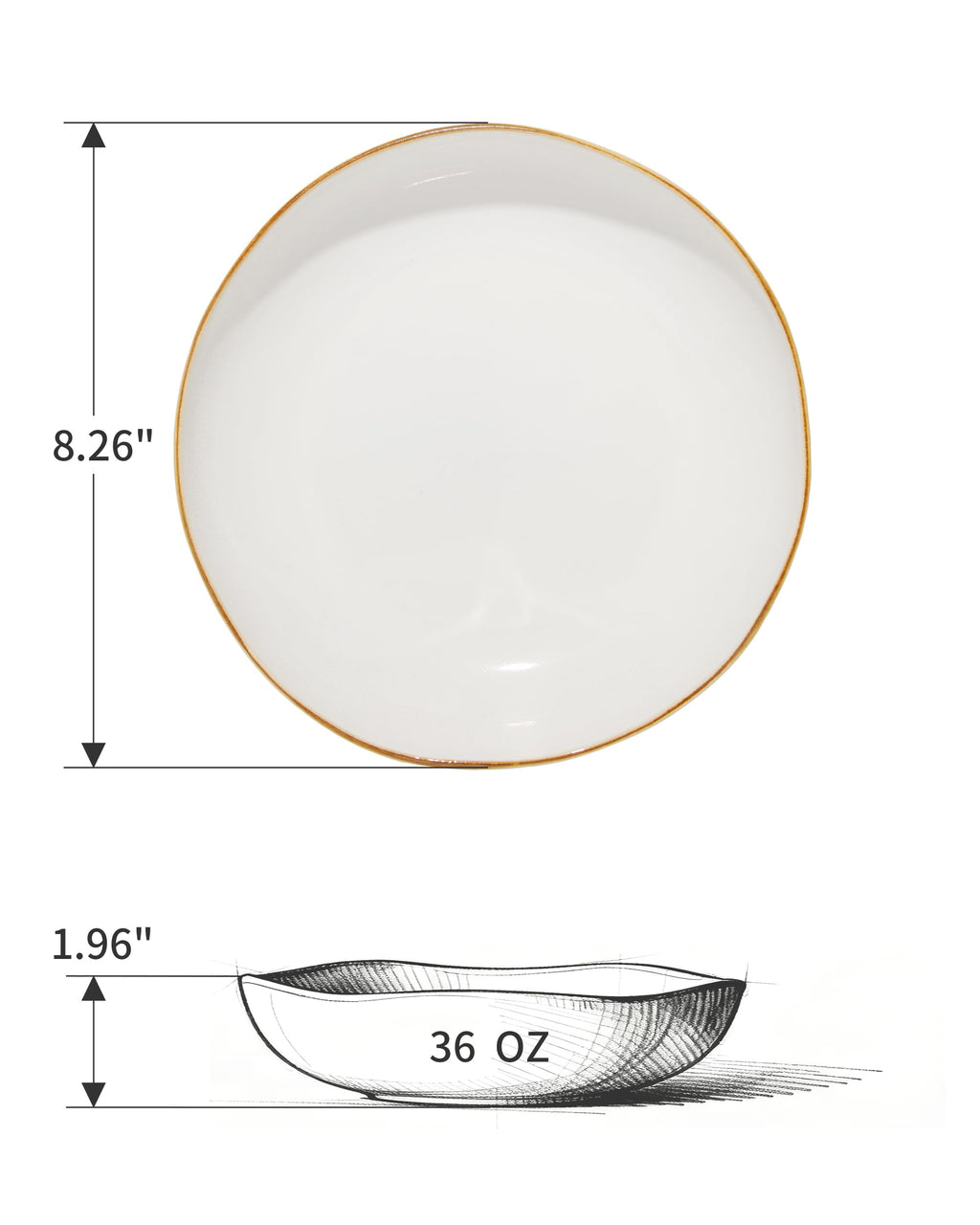 8.26" Ceramic Pasta Bowls Set of 4 H2171