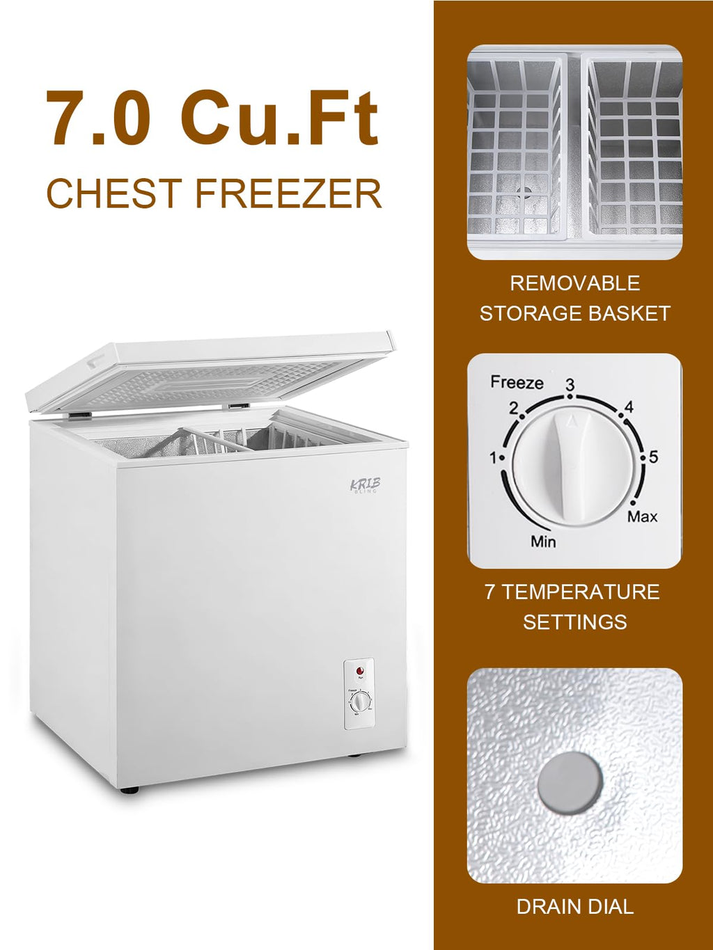 7.0 Cu.Ft White Mini Chest Freezer F23402