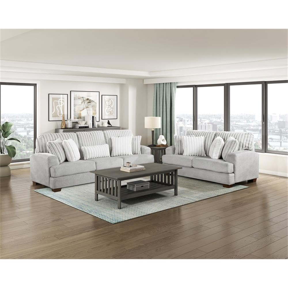 Light Gray Microfiber Upholstered Love Seat I786