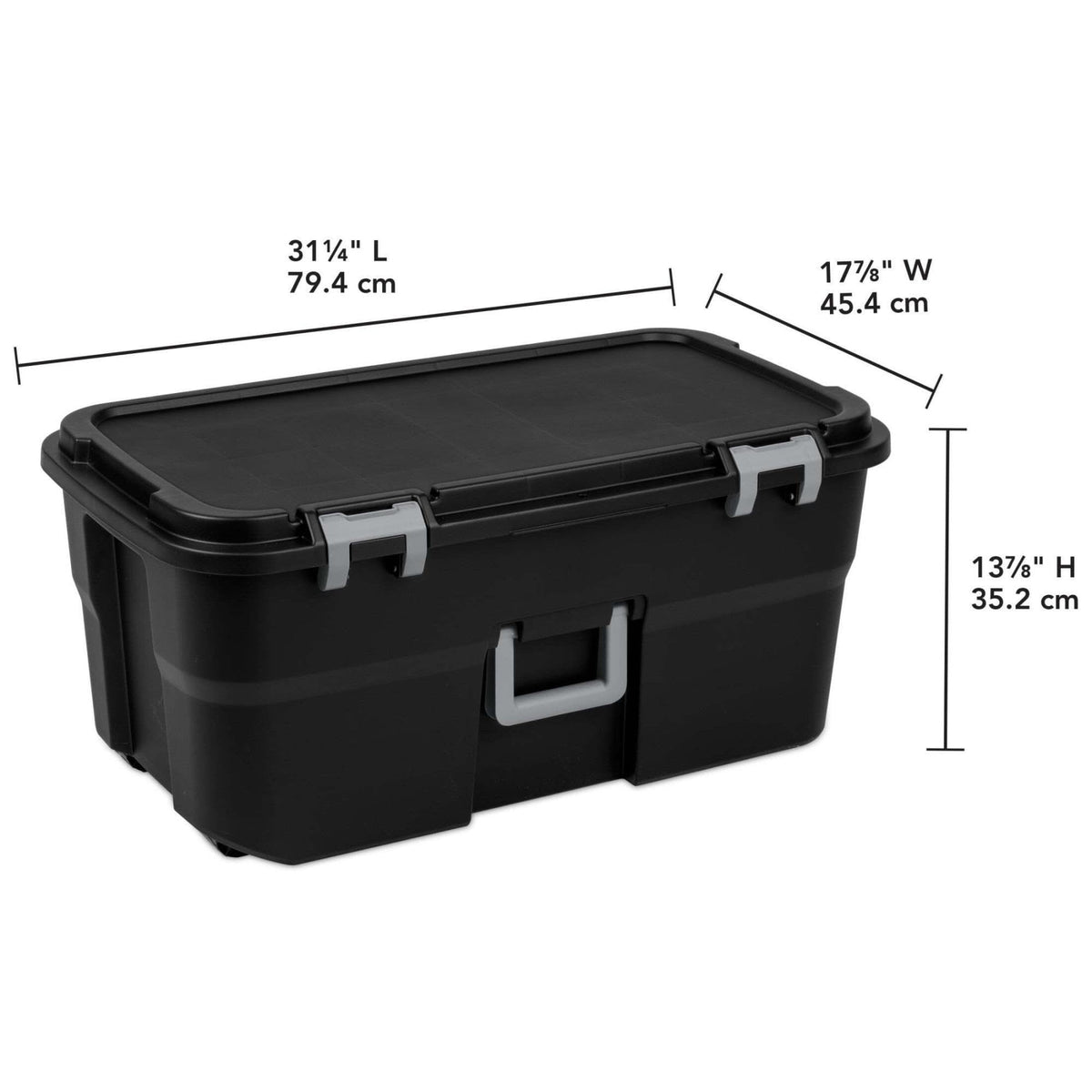22 Gallon Black Wheeled Plastic Storage Trunk U611