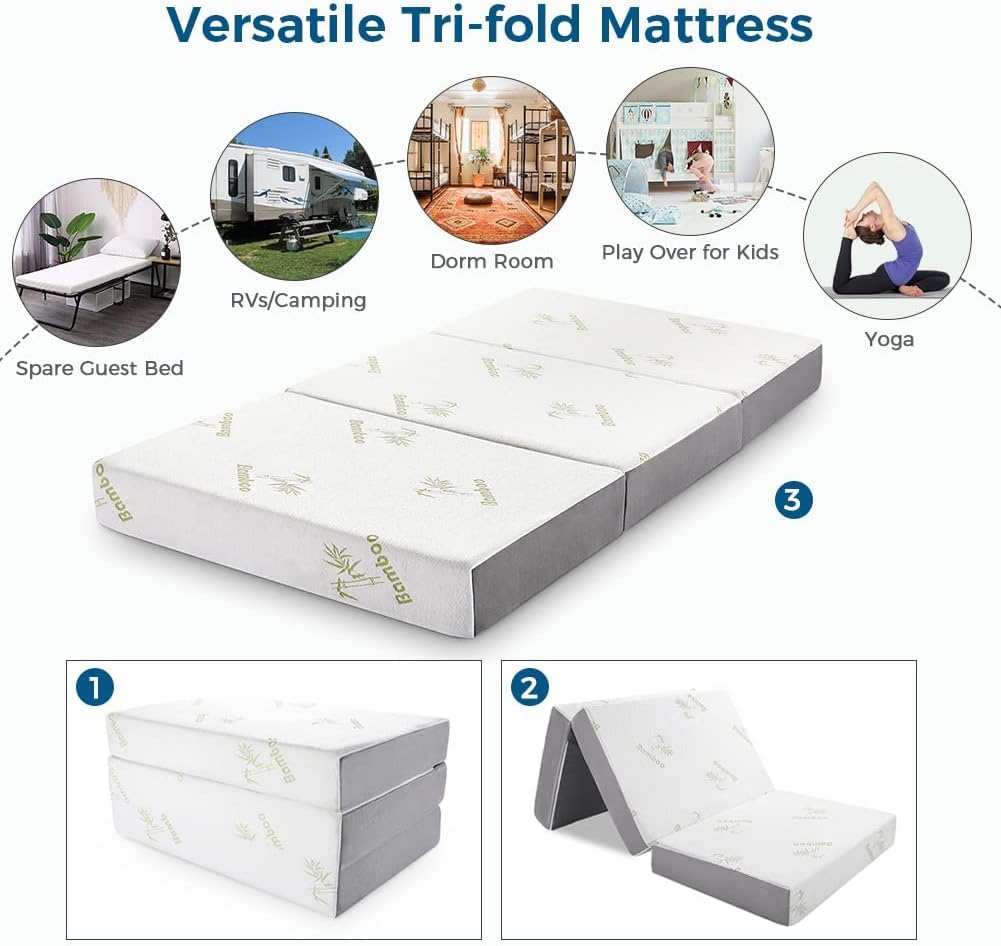 6 Inch Trifold Memory Foam Queen Mattress P463316