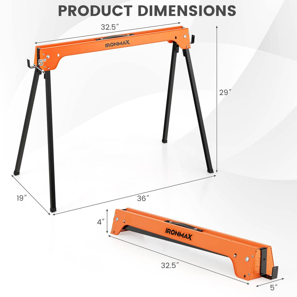 Folding Saw Horses 2 Pack 2644 LBS Capacity with Hooks I204813
