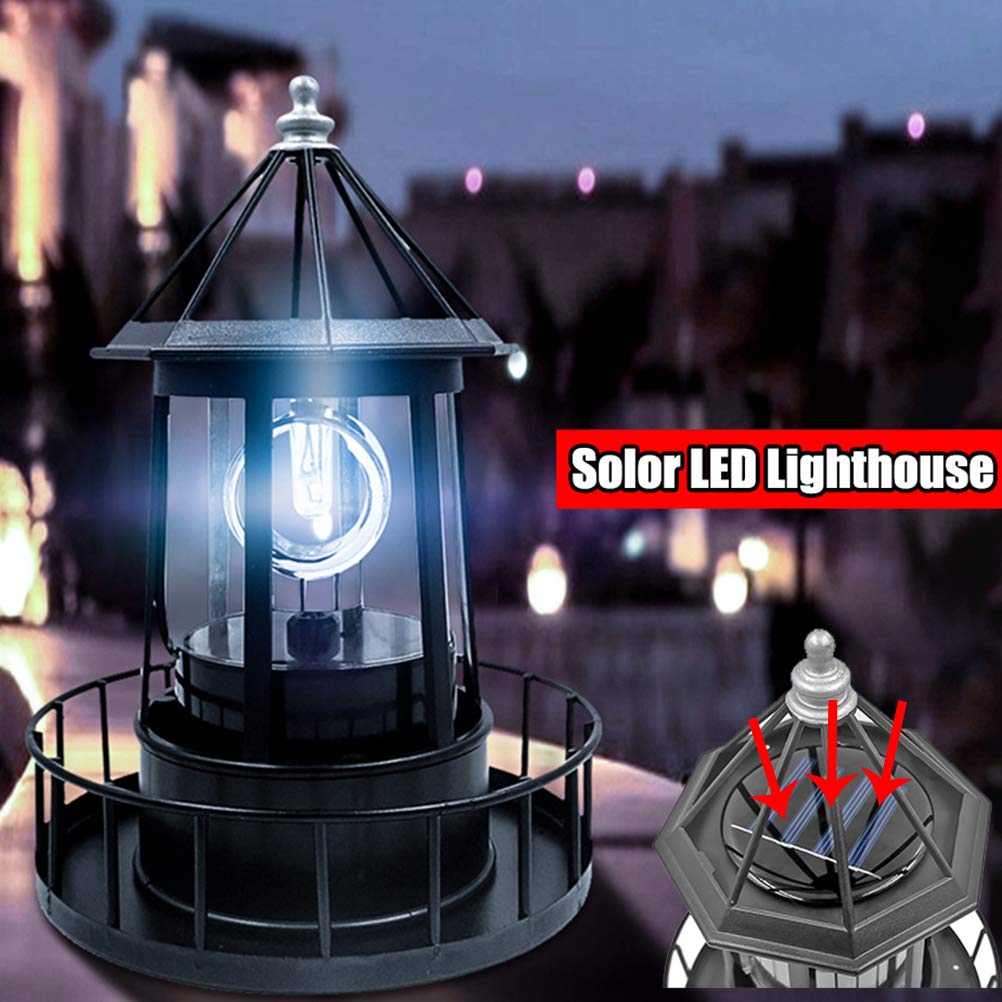 Solar Rotating Lighthouse Light LED Outdoor Garden Decoration Lantern N586239