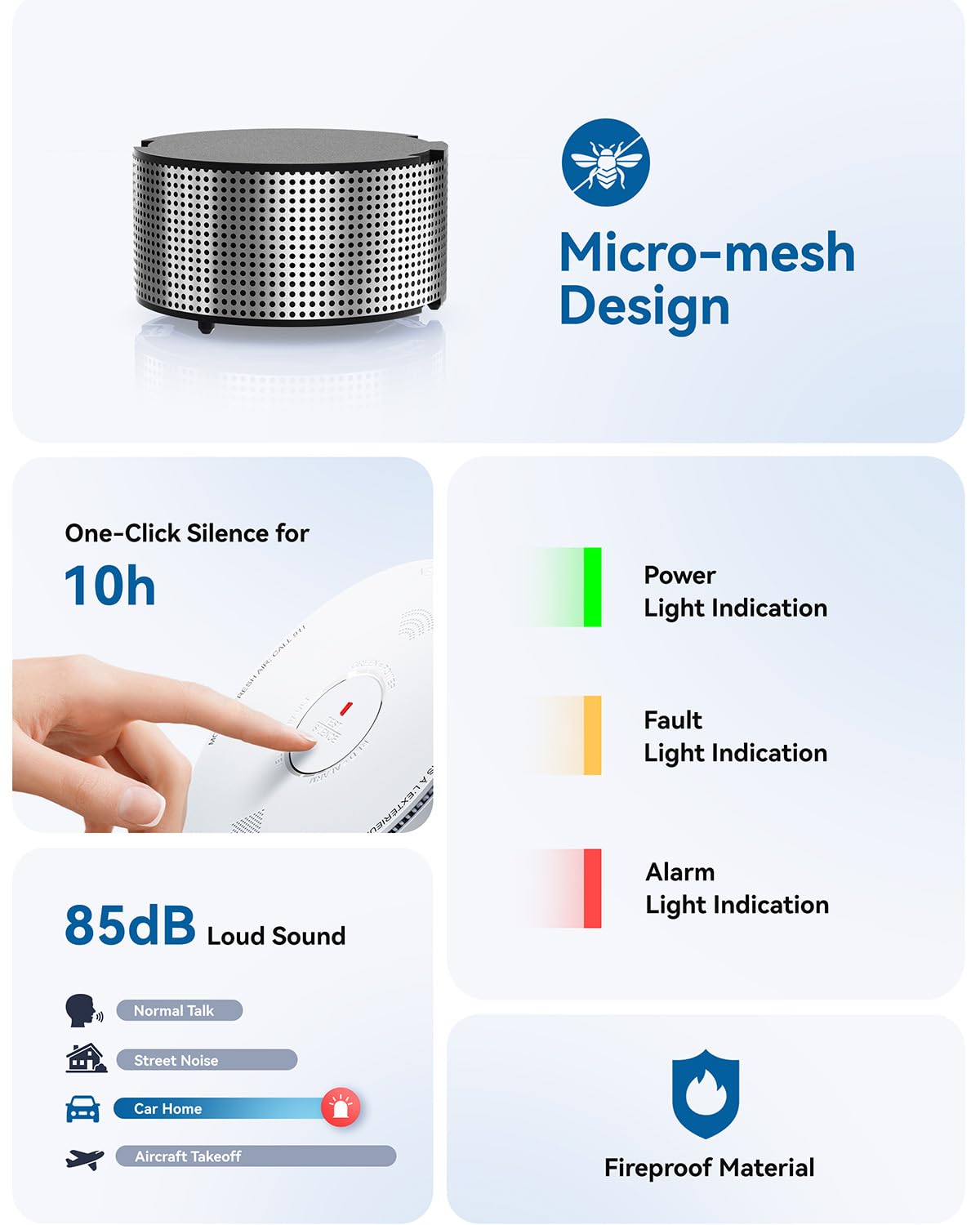Smoke and Carbon Monoxide Detector Combo 10 Year Battery V813