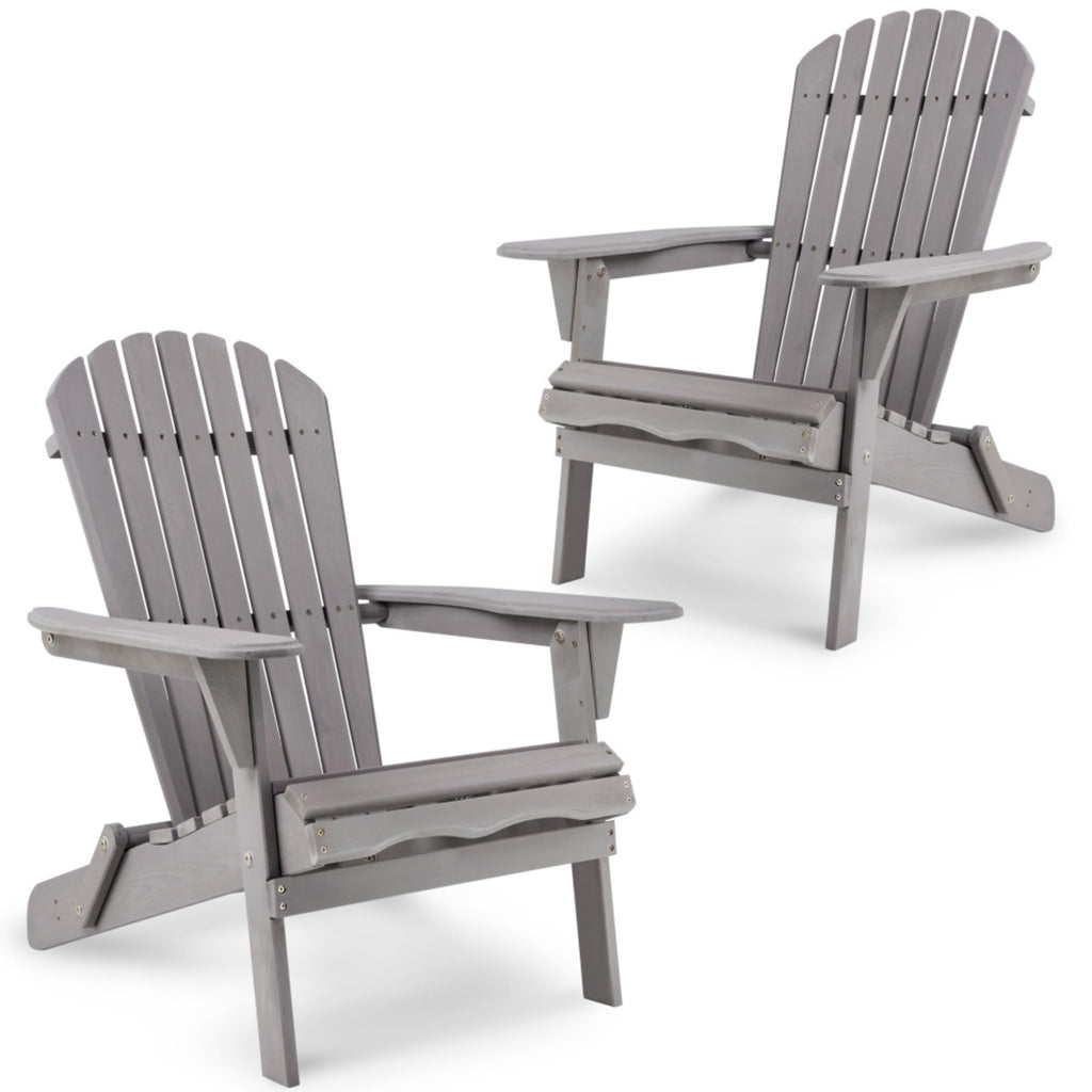 Wood Folding Adirondack Chair Set of 2 Gray V32903