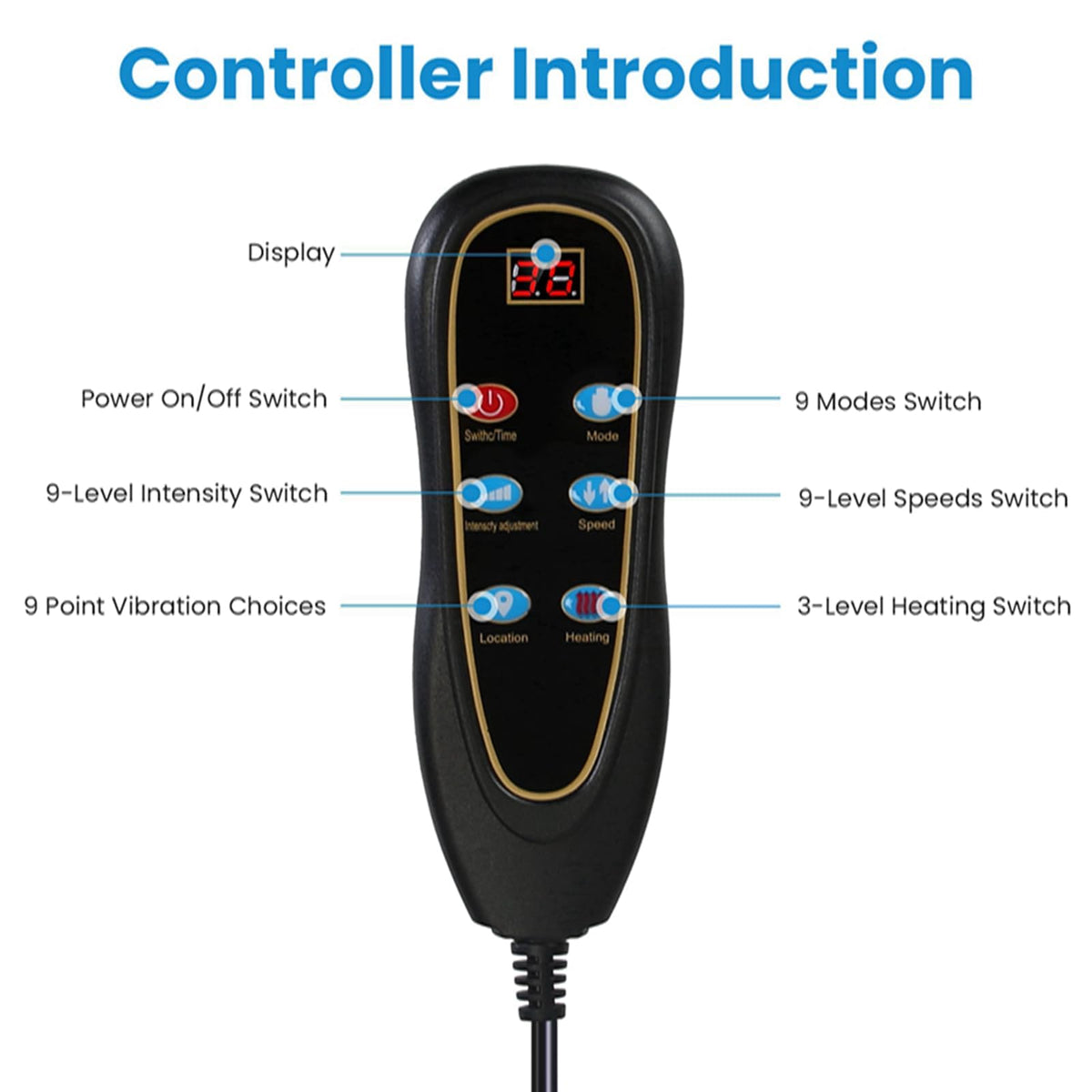 Full Body Electric Heating Vibration Massage Mat Cushion X60978