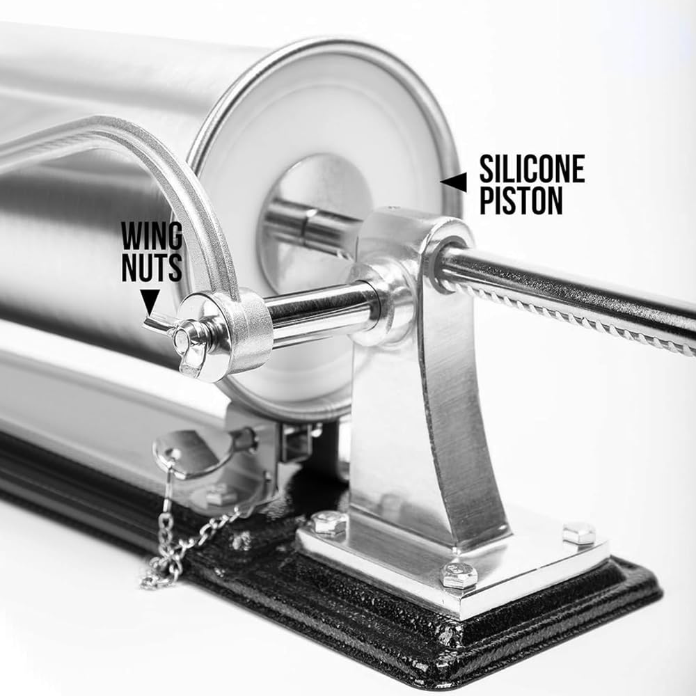6 LBS Stainless Steel Sausage Stuffer with 4 Funnels Z96043