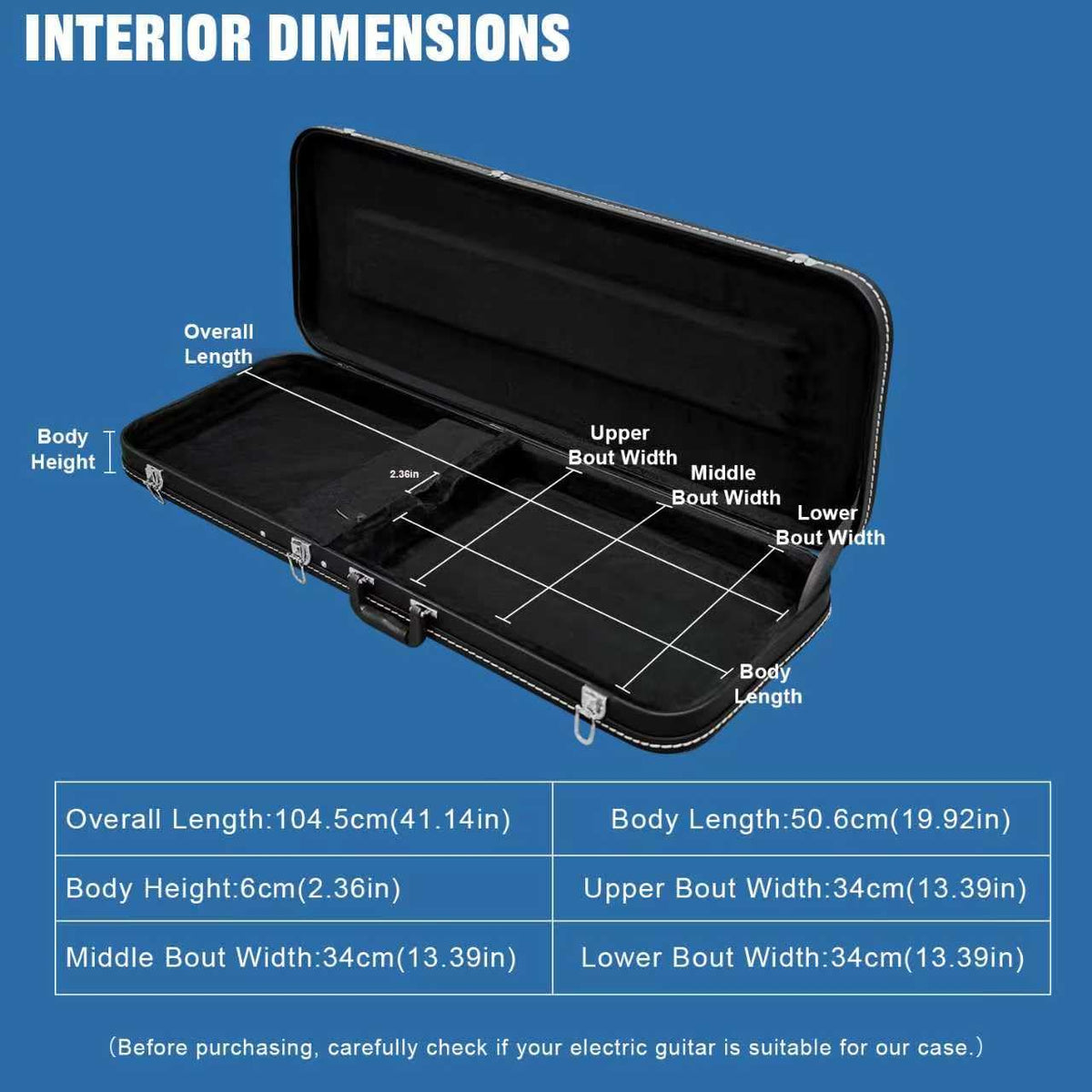 39 Inch Wooden Hard Shell Electric Guitar Case with Lock Latch W697