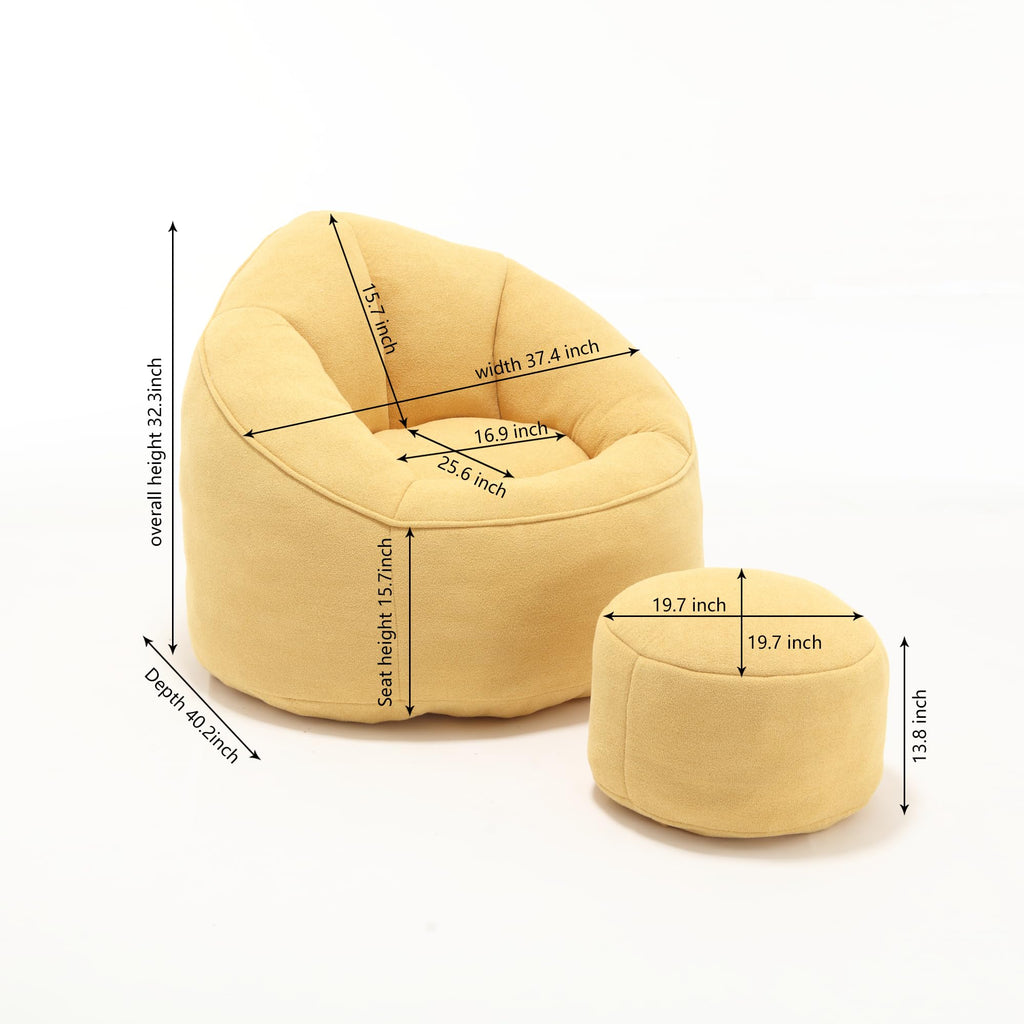 Upholstered Bean Bag Sofa Chair with Ottoman Z983