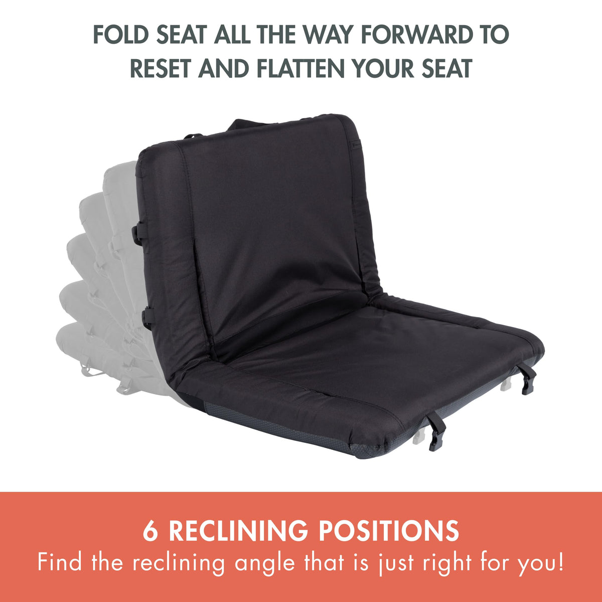Portable Reclining Stadium Seat with Back Support, Black C865