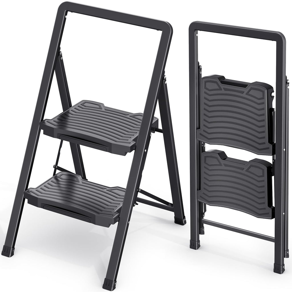 2 Folding Steel Step Ladder with Handrail C2500