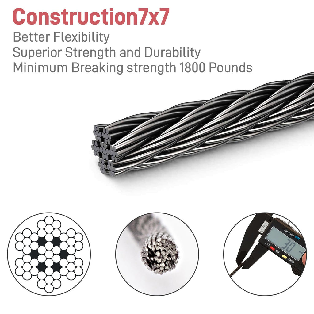 Black 1/8" Stainless Steel Cable Kit O746708